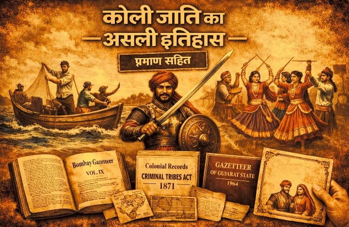 “कोली जाति का असली इतिहास – मछुआरे, समुद्र, योद्धा और ऐतिहासिक दस्तावेज़ों की प्रतीकात्मक छवि”