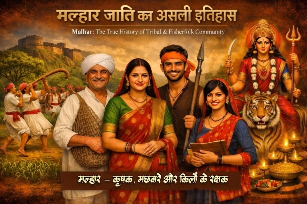 Malhar family with fishing net, Tarpa dance, Waghowa Devi idol, fort background, tribal heritage of Maharashtra