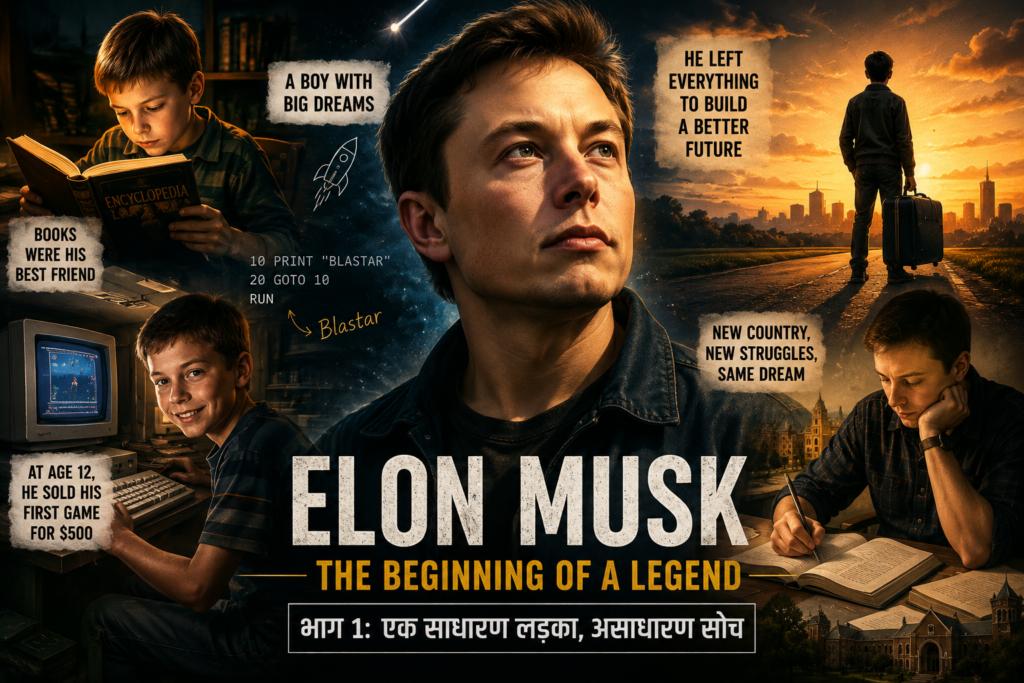 Elon Musk Success Story in Hindi – बचपन, संघर्ष और दुनिया बदलने के सफर की प्रेरणादायक कहानी