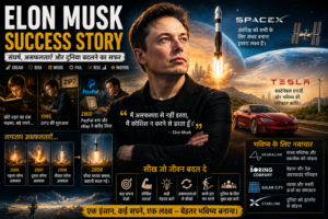 Elon Musk Success Story in Hindi – बचपन से SpaceX और Tesla की सफलता तक संघर्ष, असफलताओं और प्रेरणा की पूरी यात्रा