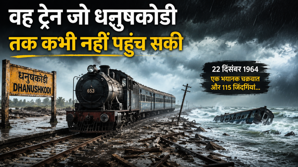 1964 में धनुषकोडी ट्रेन हादसे का दृश्य