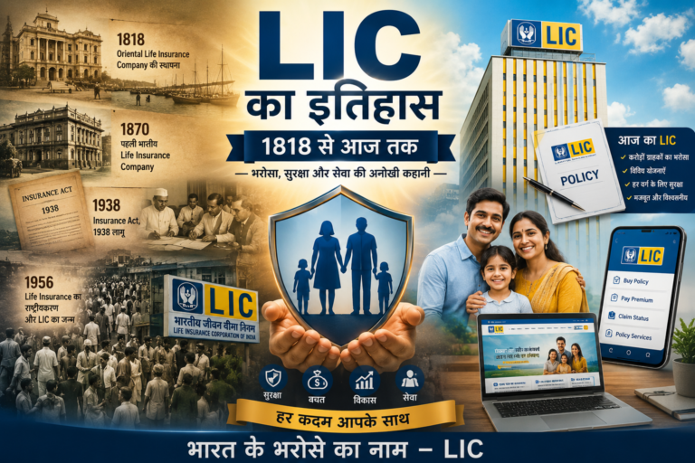 LIC का इतिहास 1818 से 2026 तक, भारत में Life Insurance की शुरुआत और विकास